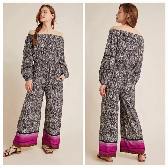 Anthropologie blank snake off shoulder romper